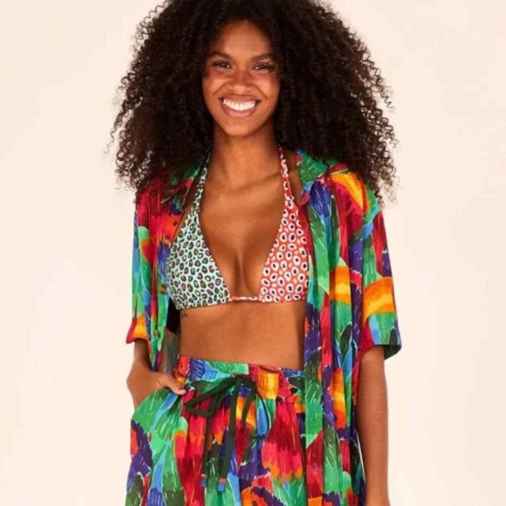 Farm Rio Leopard Patch Bikini Top Only